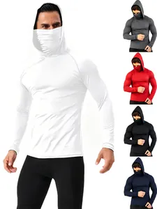 Men's quick-drying sun protection hoodie with integrated face mask for outdoor fishing