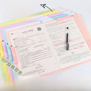 Detail view of multi-color A3/A4 test paper folder with rotating swing clips