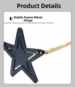 Macro detail showing the durable metal hinge of these star-shaped party sunglasses