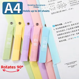 Detailed view of A4 macaron-colored rotating file folders for student test papers