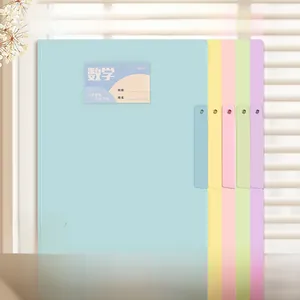 Detailed view of pastel test paper folders with rotating bars and colorful index stickers