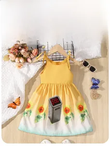 Yellow girls' sunflower cotton dress showing fluorescence-free safety test result