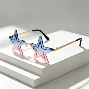 2026 trendy star-shaped sunglasses with blue-pink gradient lenses for party decor
