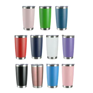 Set of 600ml stainless steel insulated tumblers in 11 vibrant colors for car and travel