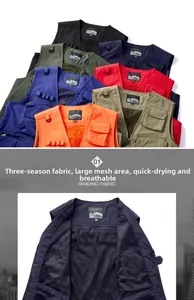 Detail showing breathable mesh lining of a multi-pocket outdoor work vest