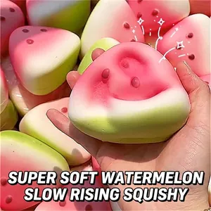 Soft watermelon squishy toy for stress relief featuring slow rebound foam material