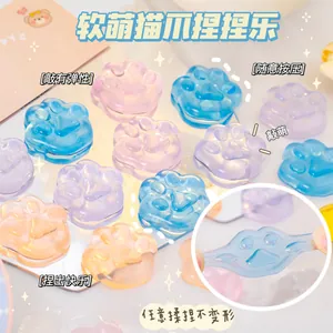 Mini Transparent Cat Paw Squishy Toy TPR Stress Relief Squeeze Toy For Kids Adults Fun Novelty Sensory Decompression Toy