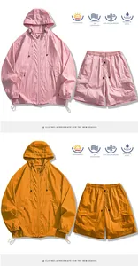 Comparaison de tenues de protection solaire rose et orange avec veste et short