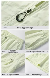 Détails de l'ensemble veste de protection solaire et short cargo pour l'extérieur.