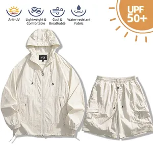 Ensemble de protection solaire léger avec veste à capuche et short cargo UPF 50+