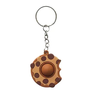 Creative bitten cookie pop it fidget keychain with soft silicone bubble toy