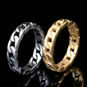 Herren Panzerkette Ring Edelstahl Poliert Punk Hip Hop Fingerring Gothic Bandring Für Herren Schmuck Geschenk