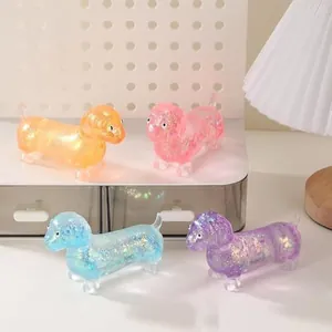 Bunte glitzernde Dackel-Stressspielzeuge zum Drücken zur Entspannung und Sensorik