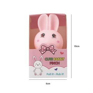 Cute pink rabbit squishy stress relief toy in gift box with 10cm height dimension