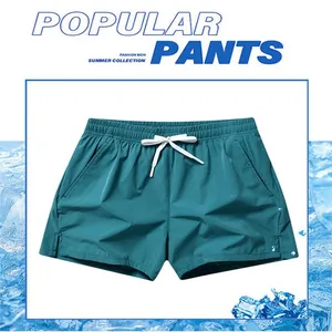 Men's quick-dry teal ice silk beach shorts for summer sport and casual holiday wear
