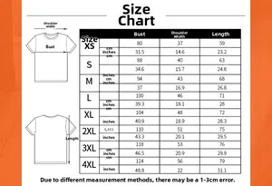 Detailed size chart for women's short sleeve T-shirt with CM and Inch measurements