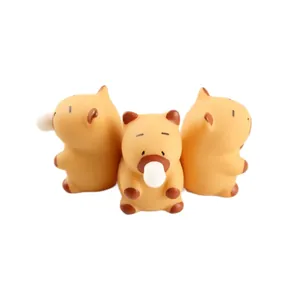 Set of 3 cute cartoon capybara bubble-blowing squishy stress relief soft rubber toys