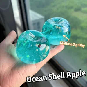 Giocattolo Antistress Squishy a Forma di Mela e Cubetto di Ghiaccio Oceano Texture al Maltosio Giocattolo da Schiacciare Fatto a Mano per Adulti e Ragazzi
