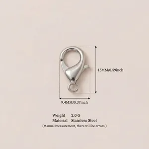 High-quality stainless steel lobster clasp 15mm jewelry connector for DIY craft