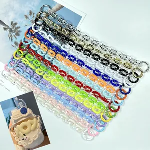 Ins Style Acrylic Two Tone Transparent Link Chain Bag Charm Water Cup Pendant Phone Strap For Polaroid Decoration Women Accessory