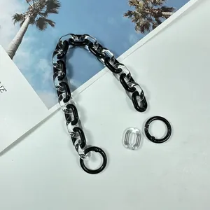 Detailed view of dual-color black and clear acrylic chain with round clasps