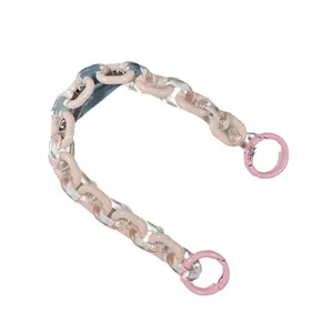 Stylish acrylic link chain strap for bags or phone charms featuring pink and clear links