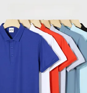Detailed view of multi-color breathable quick-dry Polo shirts for men on hangers