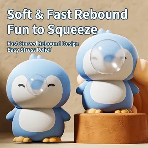 Simpatico pinguino blu giocattolo antistress con bolle per decorazione da scrivania