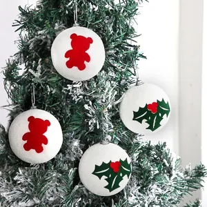 Addobbi Natalizi in Schiuma Bianca Con Motivo a Orso e Foglie di Bacche Per Decorazione Albero di Natale Feste