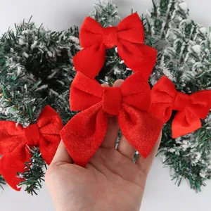 Red velvet Christmas tree bow decorations for wreaths and gift boxes