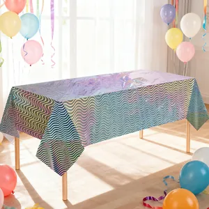 Laser holographische Wellen Party-Tischdecke für Geburtstage Hochzeiten 1x2.7m PET Dek