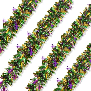 Guirlande de guirlandes de Mardi Gras avec fleur de lys en violet, or et vert festif