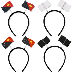 Detailed view of Papua New Guinea national flag headbands for festive celebrations and parties.