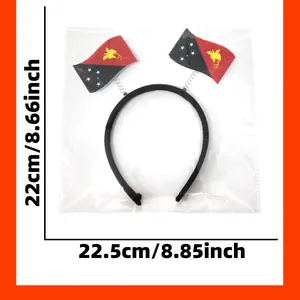 Detailed view of Papua New Guinea flag headband with 22.5cm x 22cm dimensions