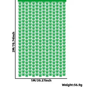 Measurement detail of the green butterfly hollow foil fringe curtain, 1x2M and 56.9g weight