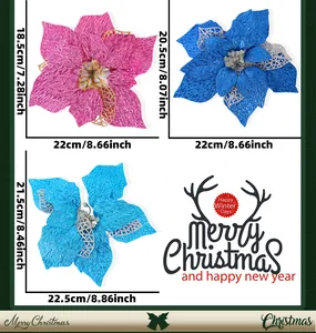 Tabella taglie dettagliata per fiori di poinsettia di Natale glitterati da 22cm