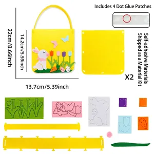 Handgemachtes Oster DIY Filzbeutel-Set mit Hase und selbstklebenden Bastelteilen