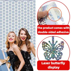 1x2M Laser Butterfly Fringe Curtain for Birthday Party and Wedding Backdrop Decoration