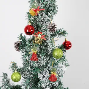 Weihnachtsbaum Hängende Dekoration Set Kunststoff Schaumstoff Natürliche Zapfen Glitzer Glocken Mini Geschenkboxen Für Feiertage