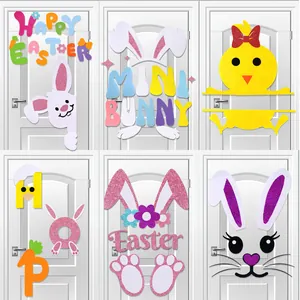 Ostern Hase Küken Wandaufkleber DIY Filz Glitzer Türdekoration Feiertag Home Party Frohe Ostern Muster Aufkleber