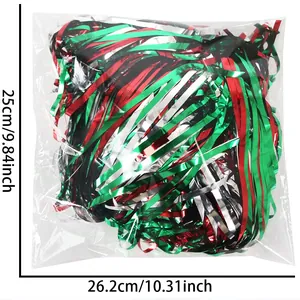 Red green silver tinsel fringe tassel cape for festive party DIY decoration props