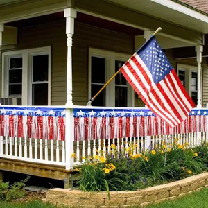 6M red white blue fringe banner for July 4th Independence Day porch decoration