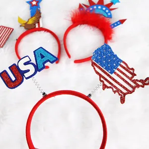 Set de serre-têtes patriotiques USA avec étoiles pailletées et motifs de drapeau américain