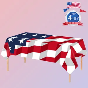 Detailed view of the American flag pattern disposable PE tablecloth for party decor