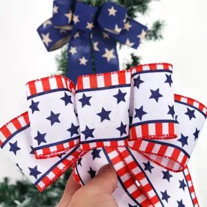 Fiocchi patriottici fatti a mano in finto lino con stelle e strisce per l'Independence Day
