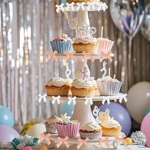 Mini fiocchi in poliestere per decorazione di cupcake e alzate per feste fai da te