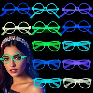 Gafas de Fiesta Fluorescentes de Neón Montura Luminosa Brilla en la Oscuridad Gafas de Plástico para Discoteca KTV Fiesta de Baile Accesorios de Disfraces