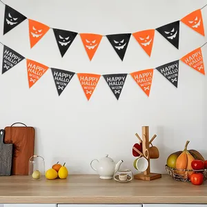 Halloween black and orange bunting banner flags for party home wall decoration