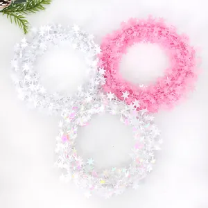 Christmas Star Garland Iridescent Tinsel Garland Star Wire Garland For Christmas Tree Decoration Party Hanging Ornament DIY Craft