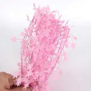 Pink star wire garland for Christmas tree decoration and festive party celebration